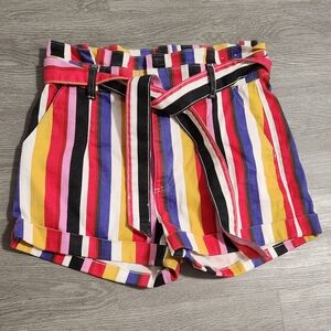 Express Multicolor Striped High Waist Shorts, Size 10